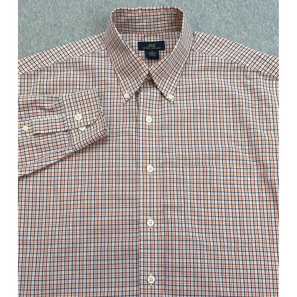 Brooks Brothers Shirt Mens Medium Plaid 100% Cotton Button Down
